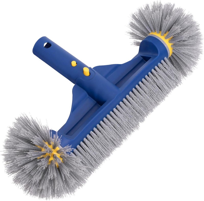POOLAZA Pool Brush with Round Ends, 12.5'' Pool Brush Head for Inground Pools/Above Ground Pools, Spa, Hot Tub, High-Efficiency Pool Scrub Brush fit Standard Pool Pole - Image 1